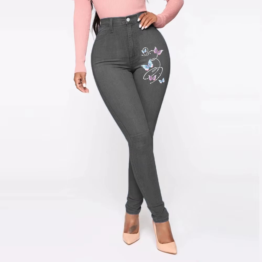 Pantalones Vaqueros de Cintura Alta para Mujer, Ajustados y Elásticos, Denim Azul, Lavado Retro, Pantalones Lápiz Slim
