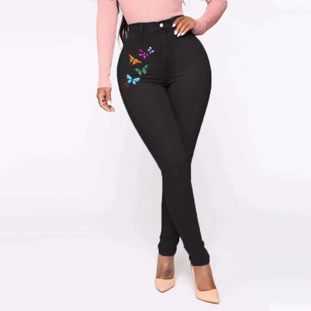 Pantalones Vaqueros de Cintura Alta para Mujer, Ajustados y Elásticos, Denim Azul, Lavado Retro, Pantalones Lápiz Slim