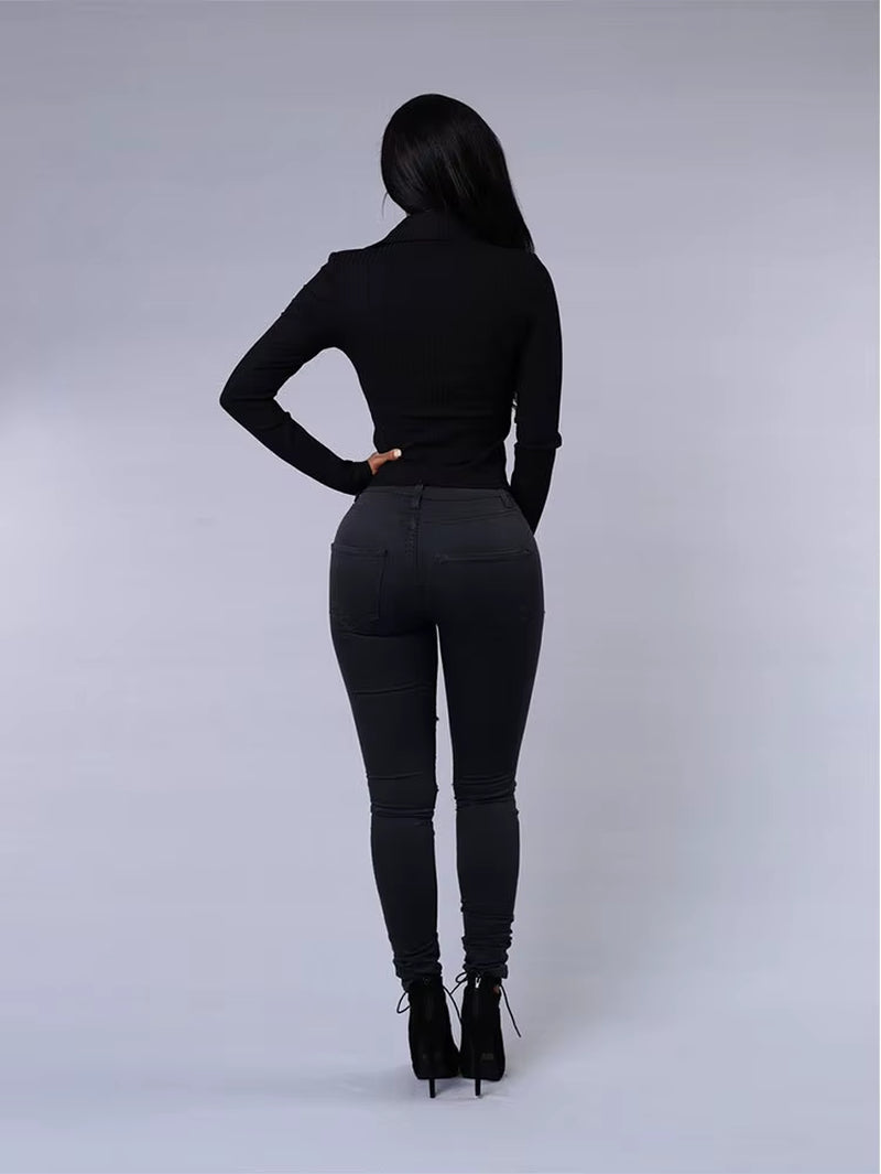Jeans rasgados de oferta para mujeres, jeans de mezclilla ajustados y sexy, moda streetwear, pantalones lápiz casuales, ropa femenina para primavera y verano