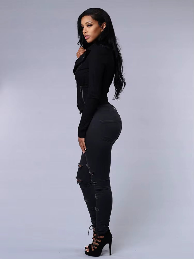 Jeans rasgados de oferta para mujeres, jeans de mezclilla ajustados y sexy, moda streetwear, pantalones lápiz casuales, ropa femenina para primavera y verano