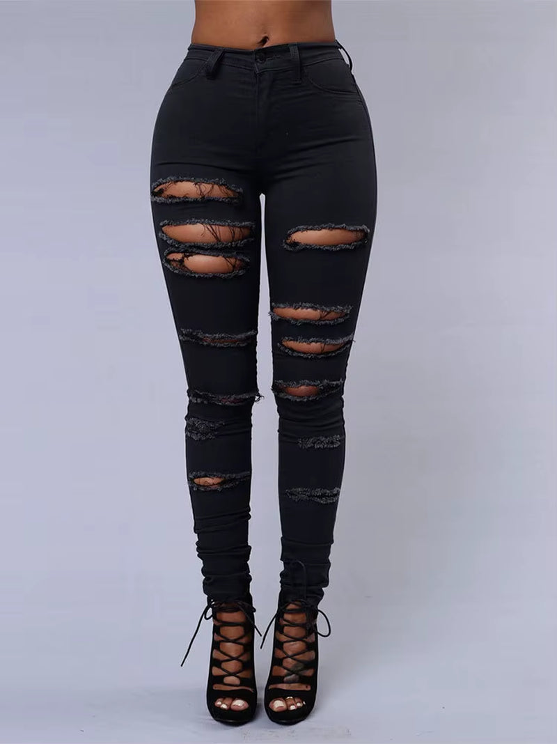 Jeans rasgados de oferta para mujeres, jeans de mezclilla ajustados y sexy, moda streetwear, pantalones lápiz casuales, ropa femenina para primavera y verano