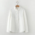 Camisas de manga larga de algodón jacquard con bordados para mujer, otoño, nueva blusa blanca de encaje, blusas y tops sueltos y casuales para señora.