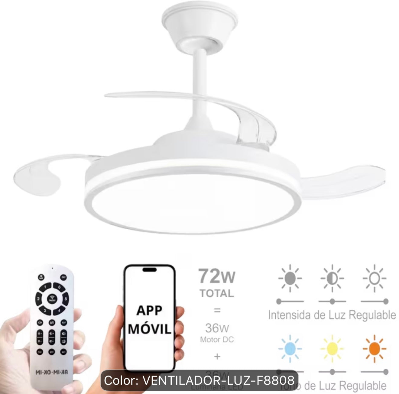 Solo Ventilador techo Luz