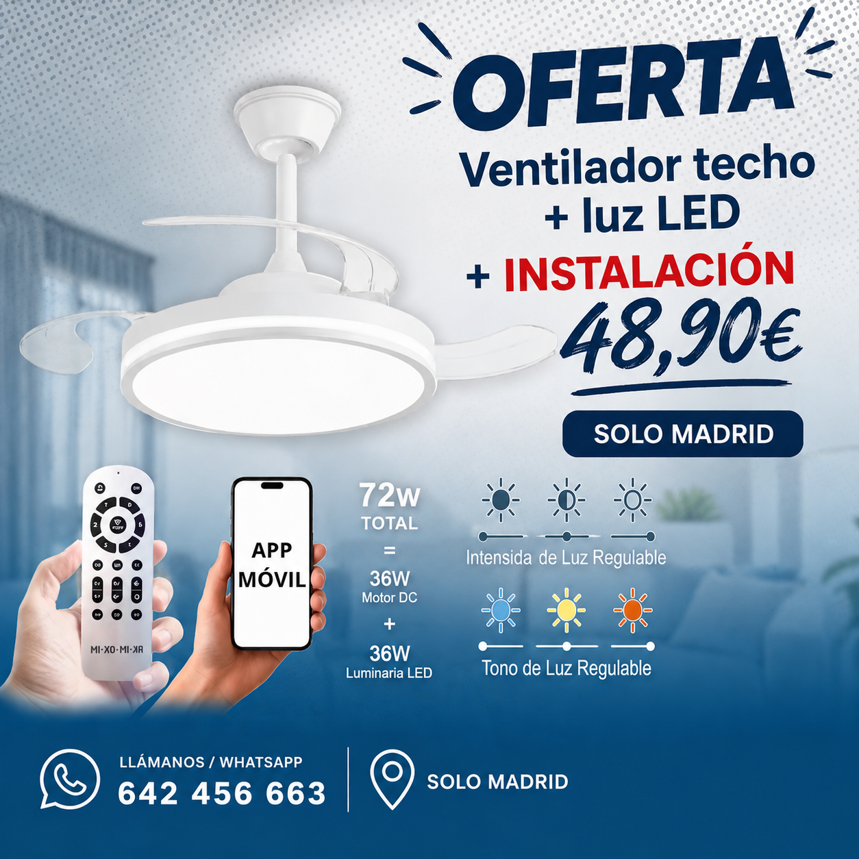 Ventilador techo Luz