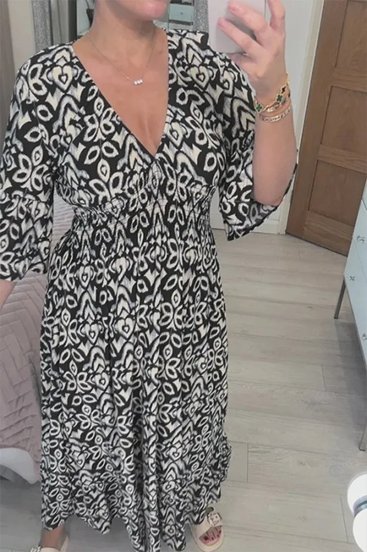 Vestido Bohemio Casual de Verano 2024 con Escote en V y Flores para Mujer, Vestido Envoltura de Verano Elegante, Ropa de Playa para Vacaciones, Vestidos Sueltos de Playa para Dama Elegante