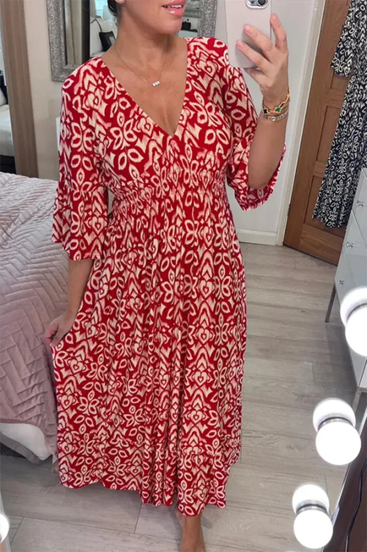 Vestido Bohemio Casual de Verano 2024 con Escote en V y Flores para Mujer, Vestido Envoltura de Verano Elegante, Ropa de Playa para Vacaciones, Vestidos Sueltos de Playa para Dama Elegante