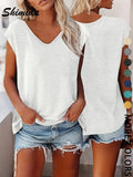 Women'S Summer Plain V-Neck Sleeveless Top, Casual Daily Wear, Comfortable and Stylish, Perfect for Everyday Use